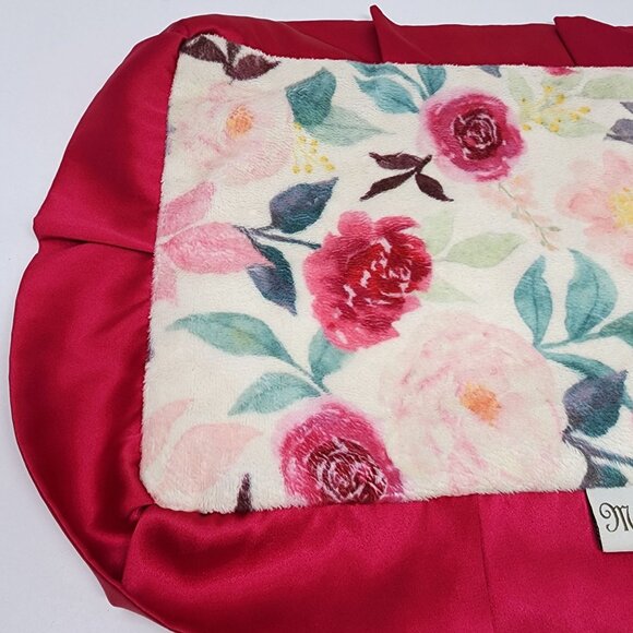 Minky Couture Floral Lovey Baby Security Blanket 20in Satin Trim Double Sided - Picture 4 of 6